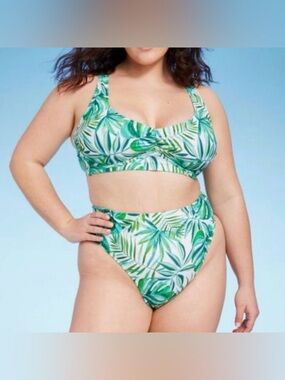 NWT Shade & Shore Tropical 2-piece Bikini Swimsuit Plus Size 3X